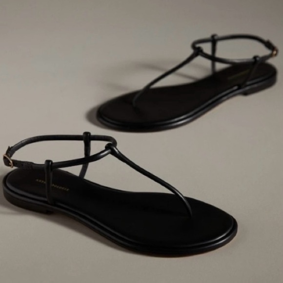 Anthropologie - T-Strap Sandals - Black - Size 7 (38) Fits 7/7.5 - 2024 - NWT - Picture 3 of 15